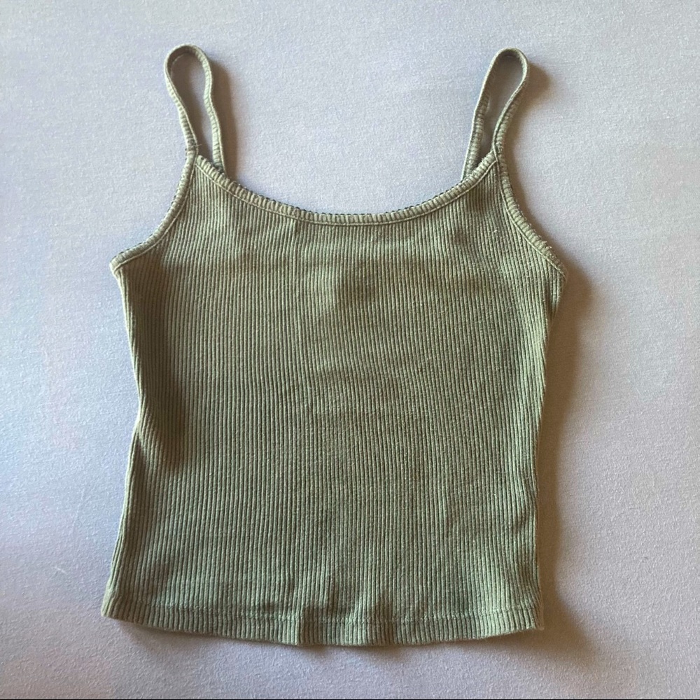 Ribbed Crop Top - Sage Green